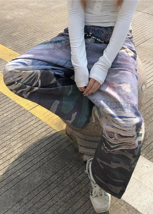 Vintage Blue Wide Leg Denim Jeans