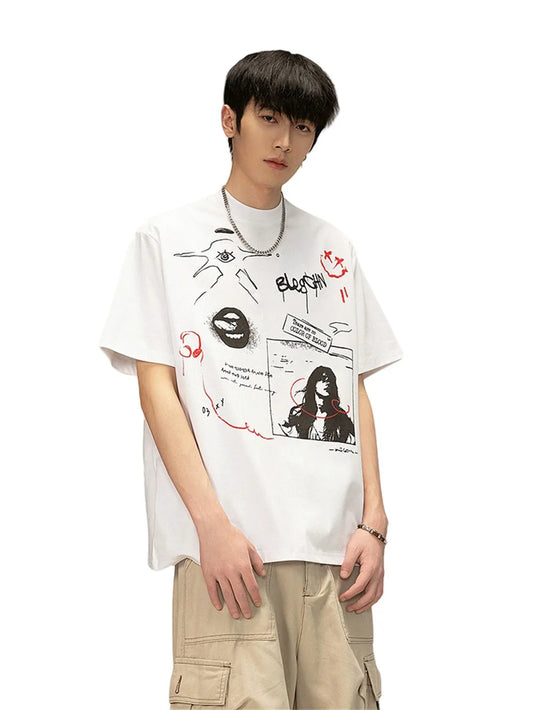 Cool Graffiti Print Loose Fit T-Shirt