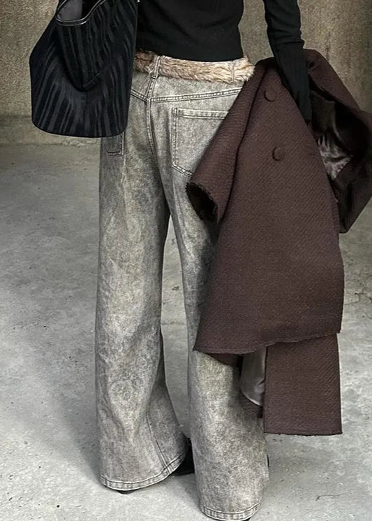 Leopard Print High Waist Wide Jeans