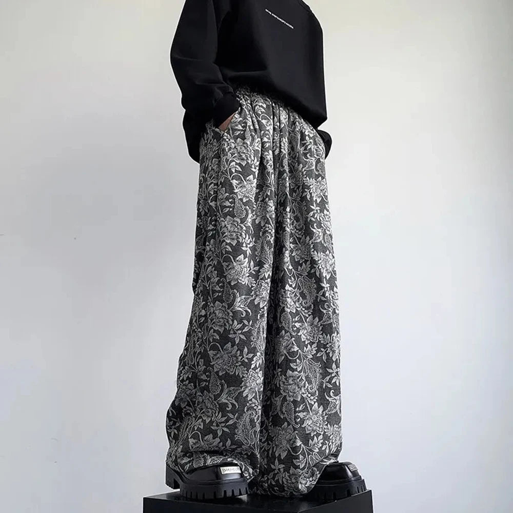 Luxury Retro Cashew Flower Print Pants