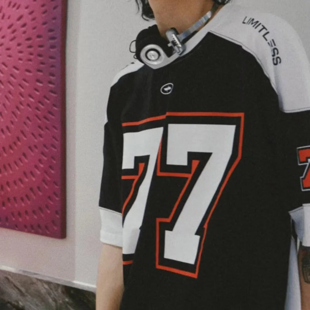 Contrast American Style Sport Jersey T-Shirt