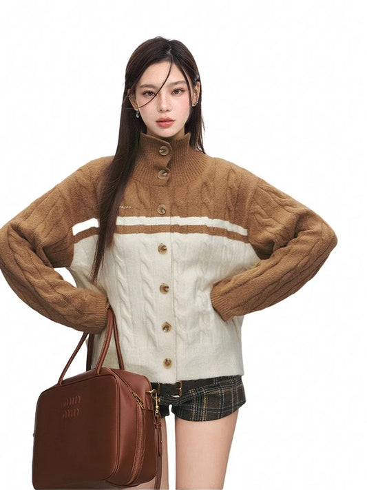 Vintage Chunky Knit Turtleneck Sweater Coat