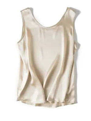 Luxurious Silk Chic O-Neck Tank T-Shirt