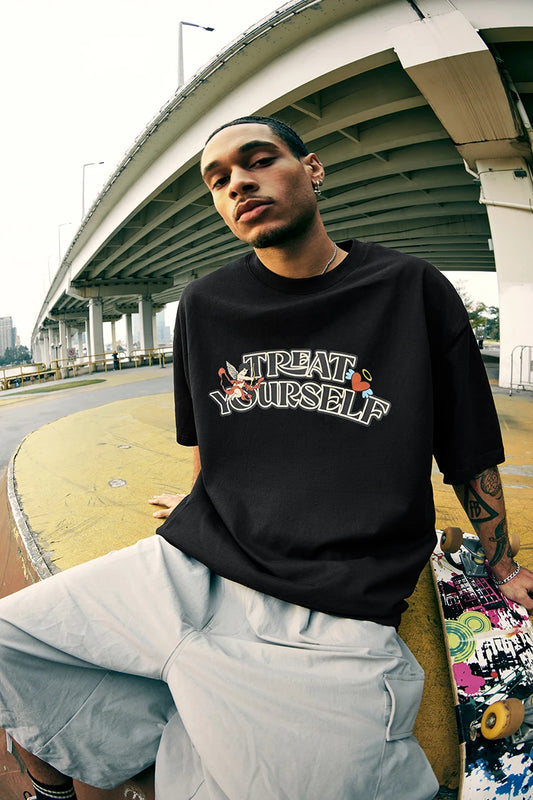 Cupid Printed Loose Cotton Short T-Shirt