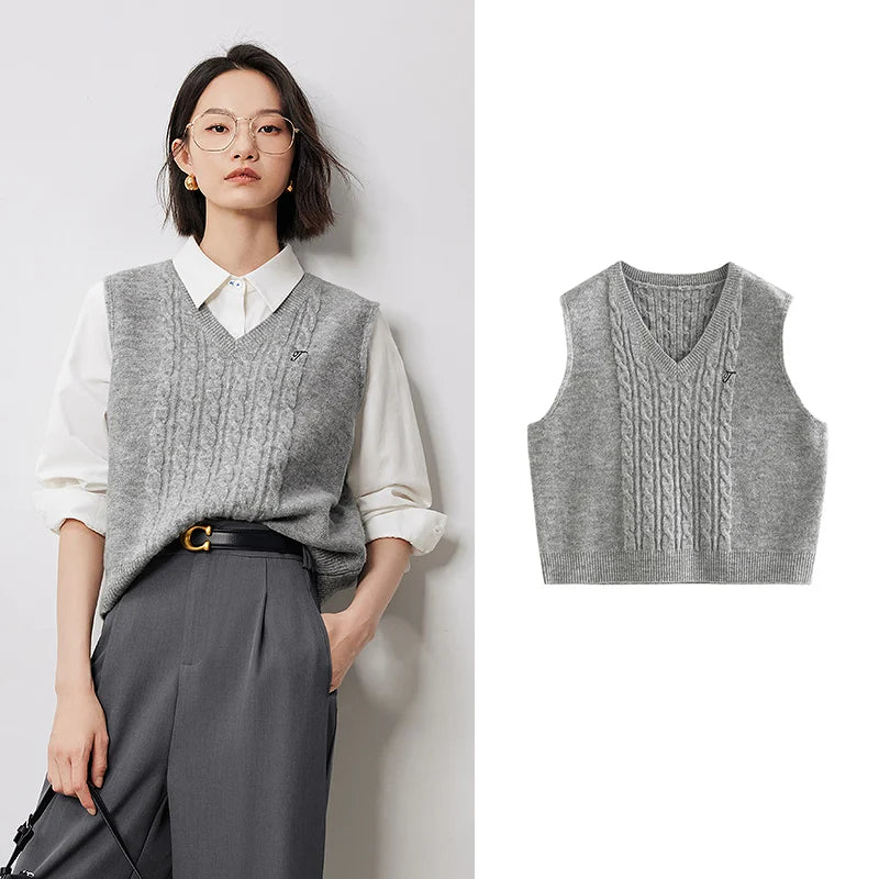 Cozy Knit Sleeveless Pullover Sweater Crop