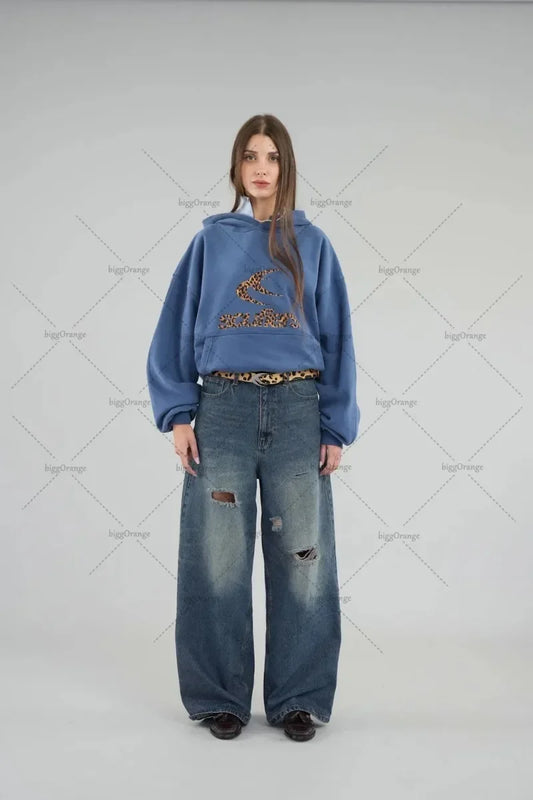 Leopard Print Retro Letter Print Shirt