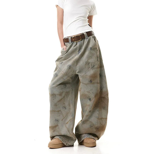 Blue Graffiti Vintage High Waisted Jeans