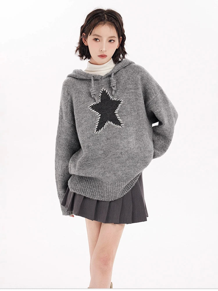 Cozy Knitted Hooded Sweater Coat