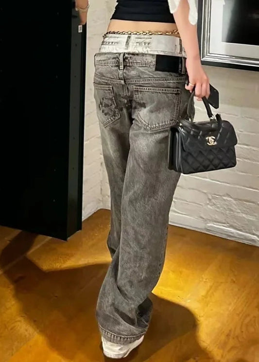 High Waisted Black Cargo Jeans