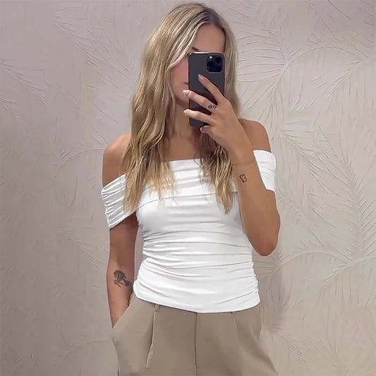 Gothic Vintage Off Shoulder Black T-Shirt