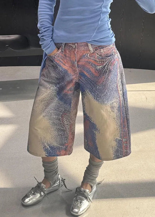 High Waist Blue Denim Summer Jorts