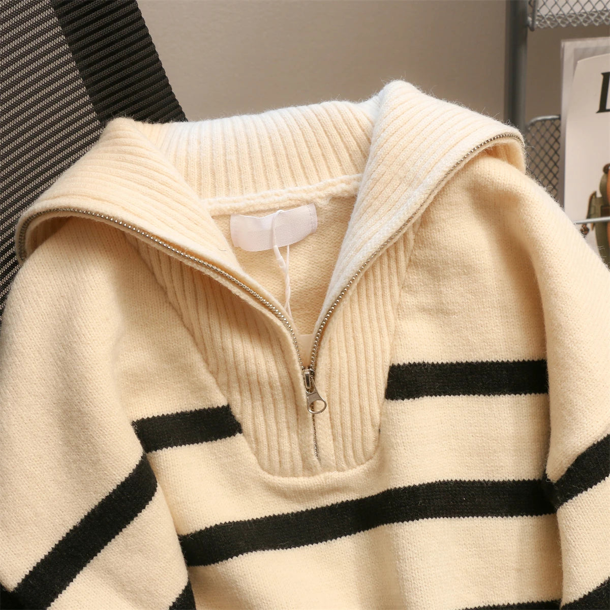 Cozy Oversized Knitted Zipper Pullover Sweater