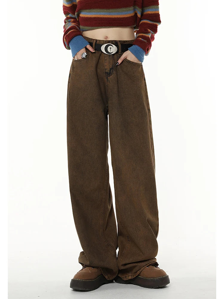 Vintage High Waist Brown Denim Jeans