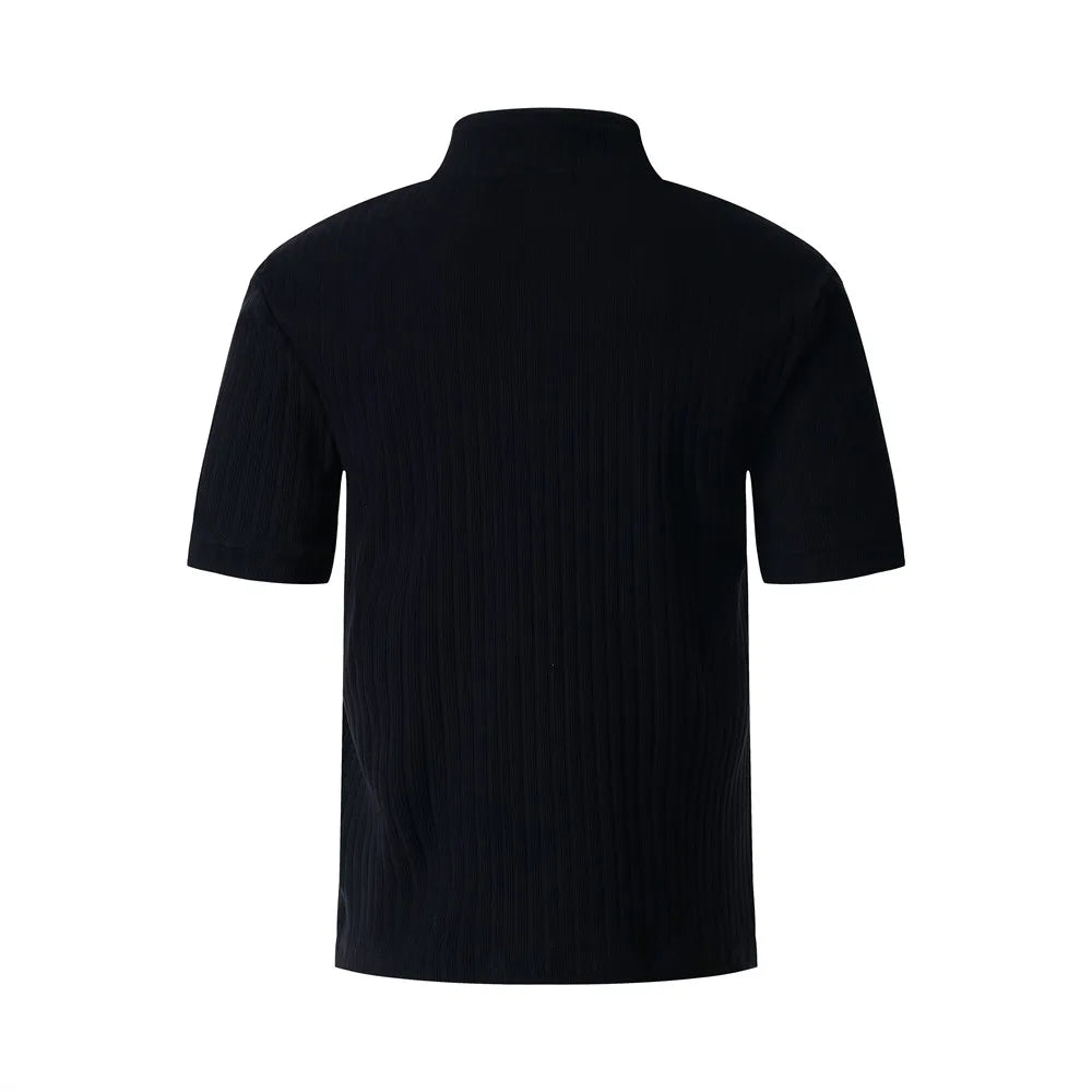 Classic Knit Henley Collar Casual T-Shirt