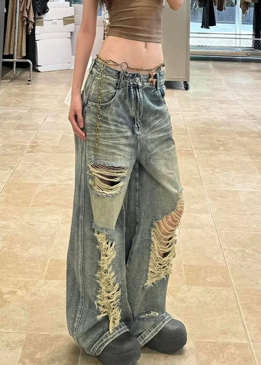 Vintage Washed Denim High Waist Jeans
