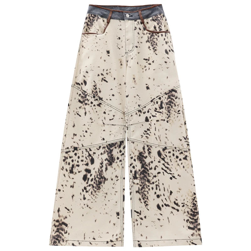 Leopard Print Retro Loose Straight Jeans