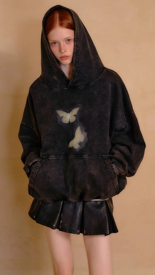 Butterfly Print Y2K Hoodie Pullover
