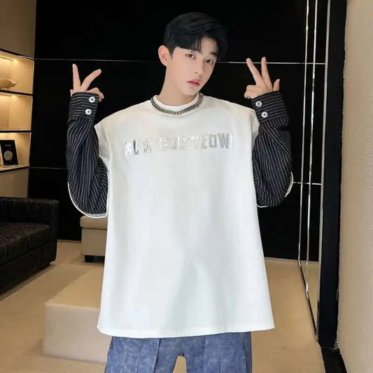 Korean Striped Long Sleeve Sweatshirt