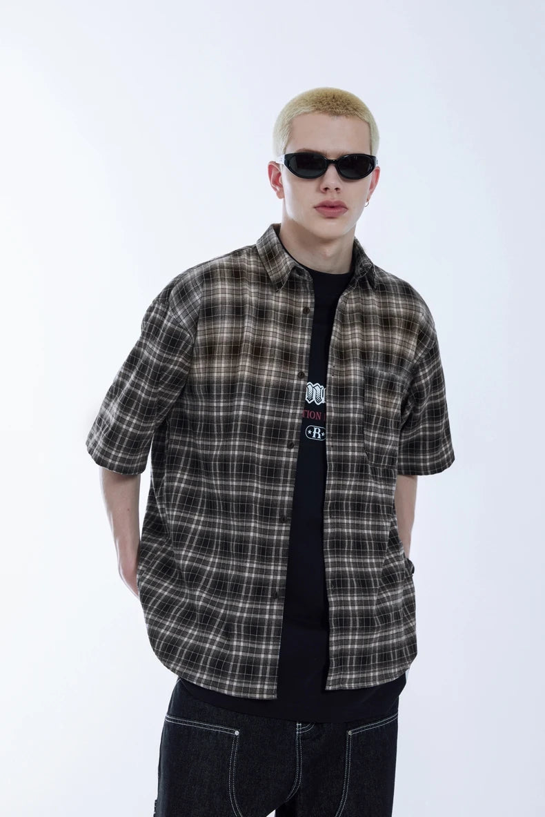 Oversized Plaid Heavyweight Short Sleeved Shirt