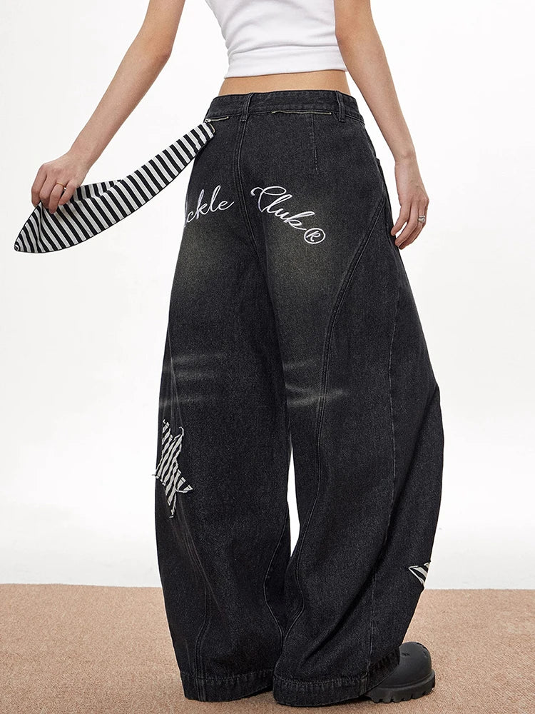 Vintage High Waist Black Wide Jeans