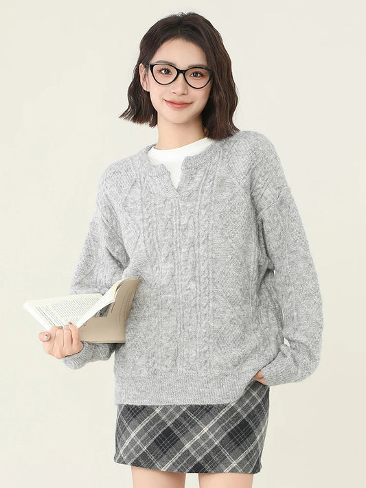Cozy Knitted V-Neck Sweater for Fall