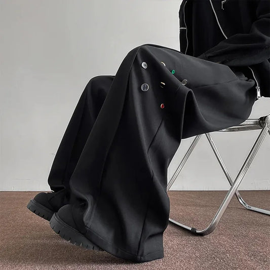Youthful Wide Leg Button Trousers Pants