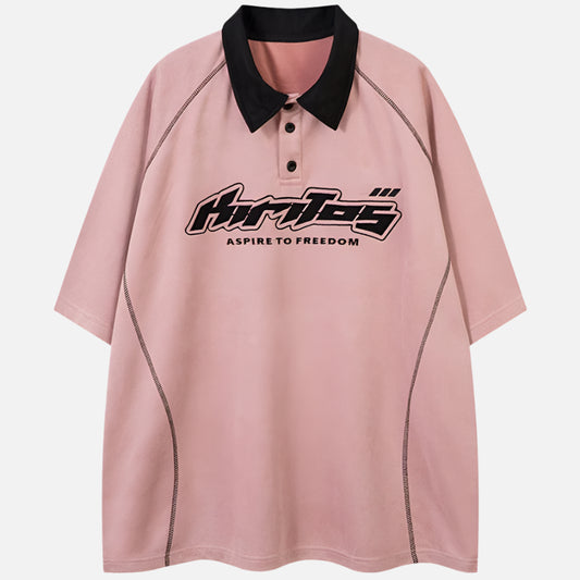 Suede Letter Embroidery Loose T-Shirt