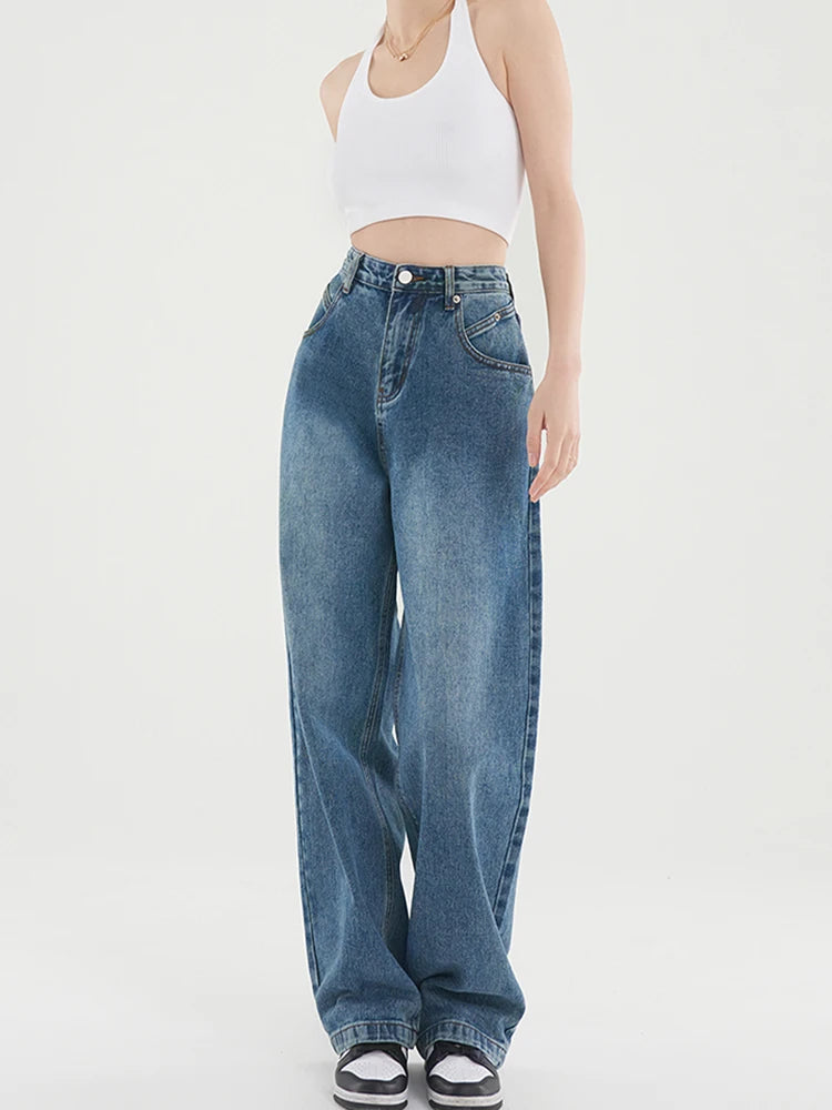 Vintage High Waist Baggy Straight Jeans