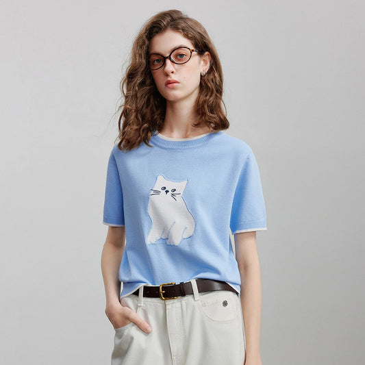 Stylish Knit Short-Sleeve T-shirt