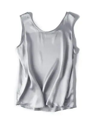 Luxurious Silk Chic O-Neck Tank T-Shirt