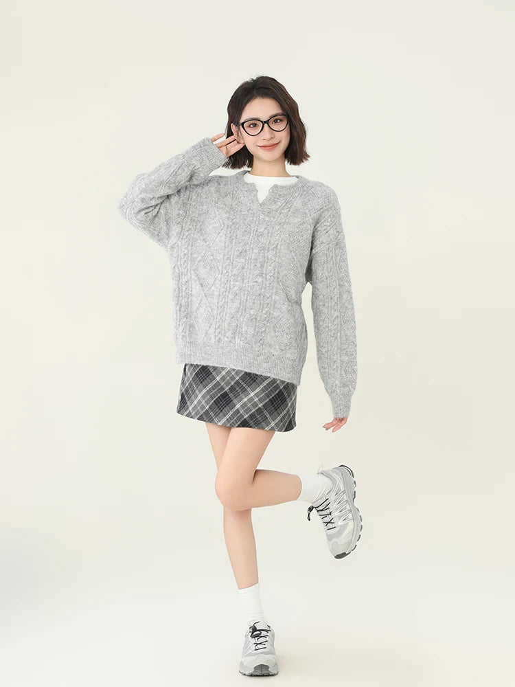 Cozy Knitted V-Neck Sweater for Fall
