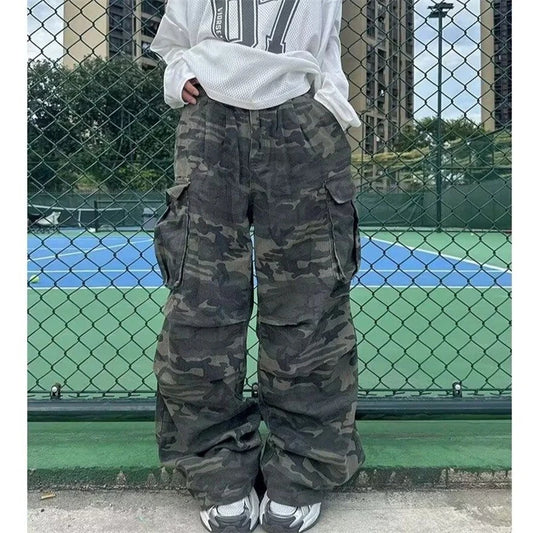 Trendy Oversized Camo Cargo Pants