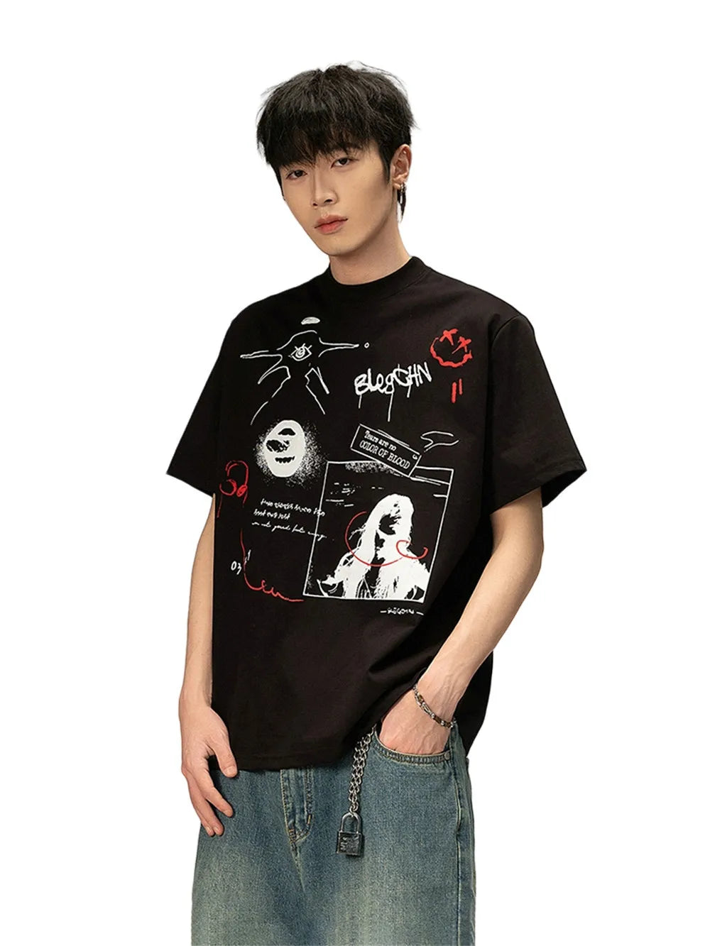 Cool Graffiti Print Loose Fit T-Shirt
