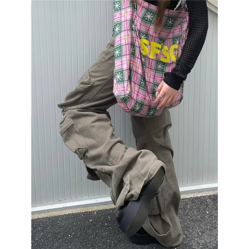 Vintage Khaki High Waisted Straight Jeans