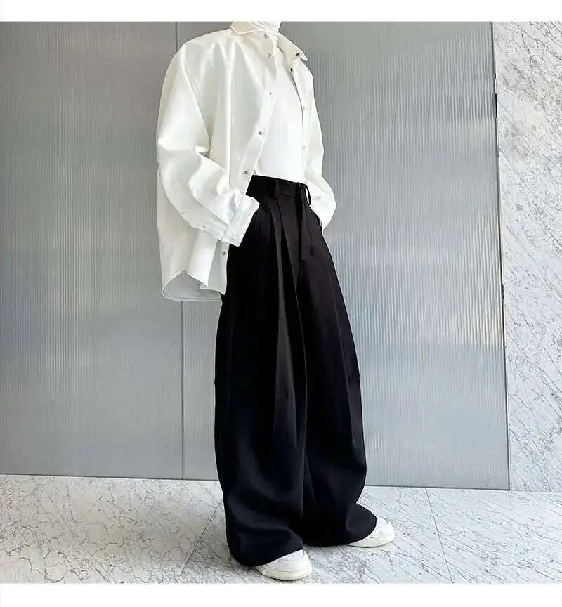 Versatile Slim Thickened Pleated Wide Pants