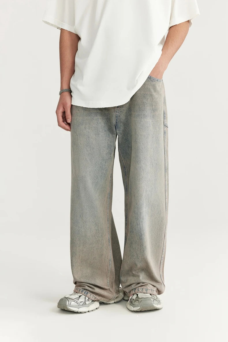 Irregular Stitching Oversized Wide Leg Jeans