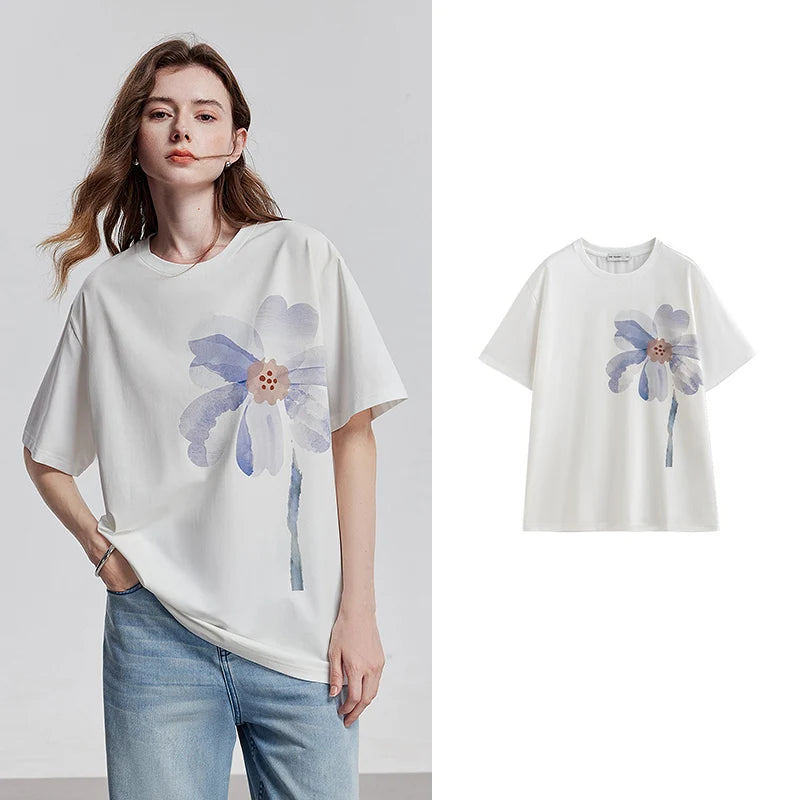 Vibrant Floral Print Short Sleeve T-Shirt