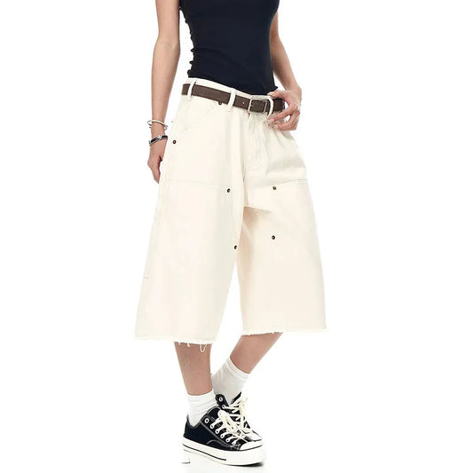 Loose Khaki Straight Leggings Short