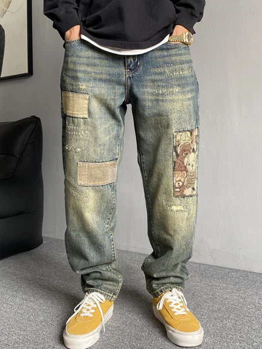 Vintage Distressed Denim Ripped Jeans