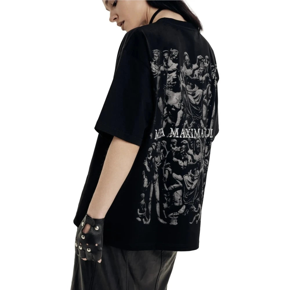 Oversized Graphic Print Cotton Goth T-shirt