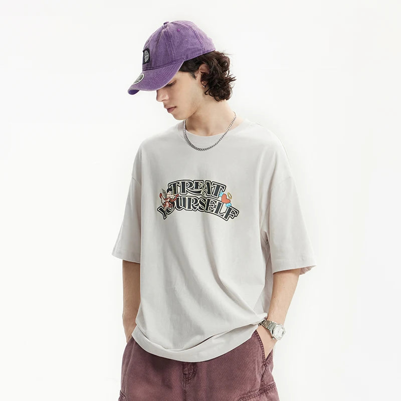 Cupid Printed Loose Cotton Short T-Shirt
