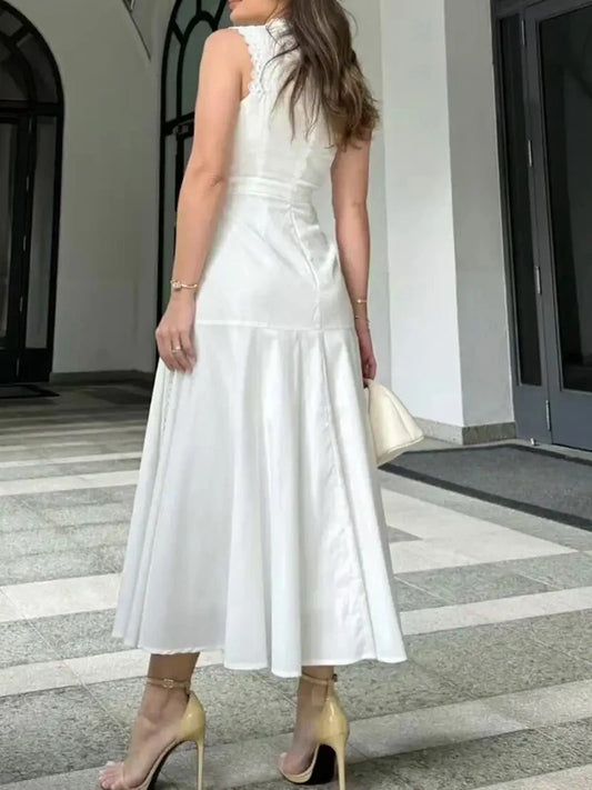 Elegant Embroidered Sleeveless Summer Dress