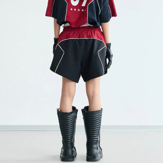 Stylish Color Contrast Splicing Casual Short