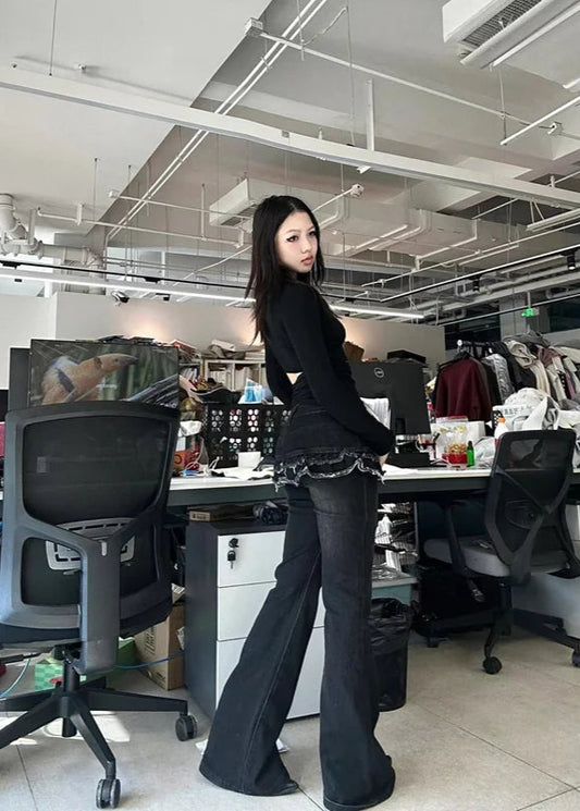 Vintage Gothic Black Denim Jeans