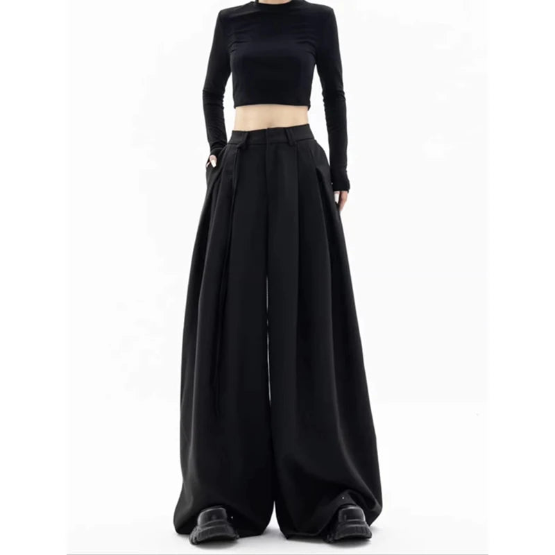 Vintage Gothic Black High Waist Pants