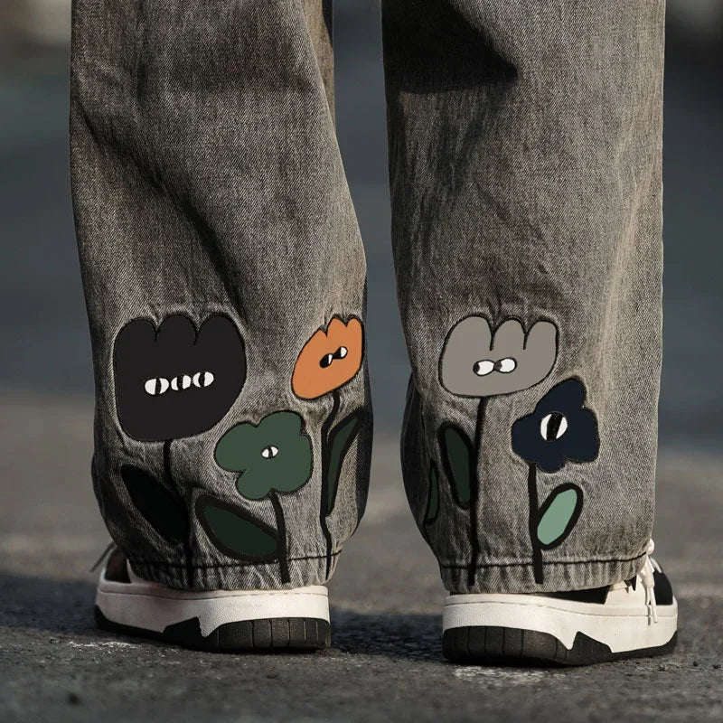 Vintage American Floral Baggy Denim Jeans