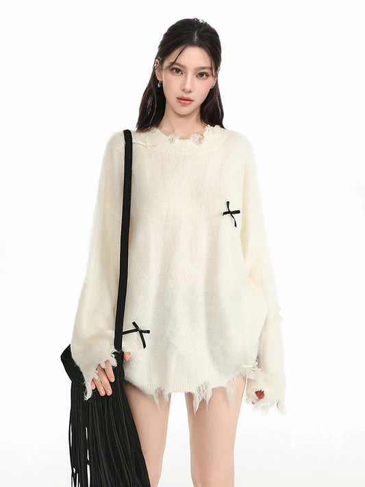 Cozy Knitted Bow Sweater Pullover