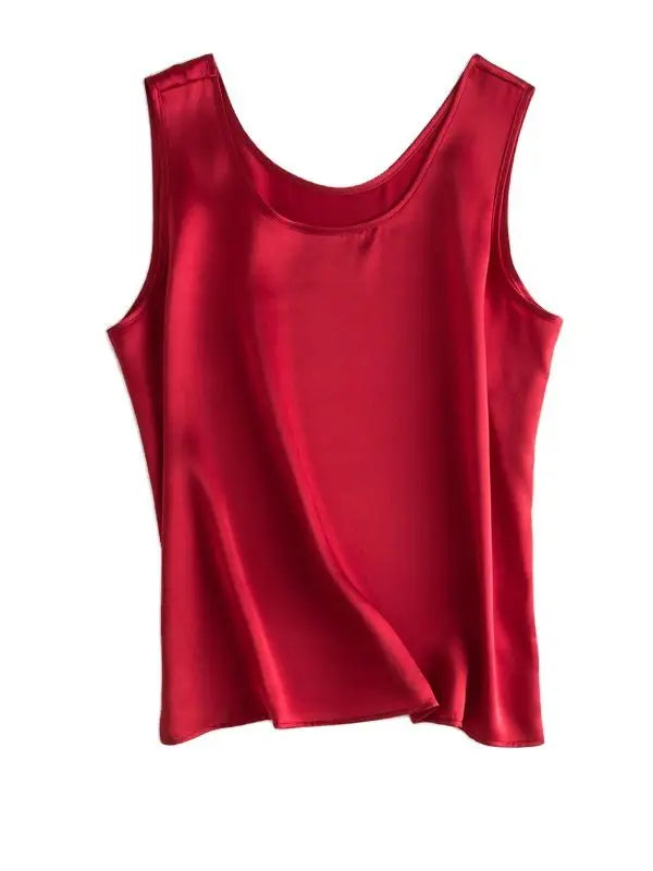 Luxurious Silk Chic O-Neck Tank T-Shirt