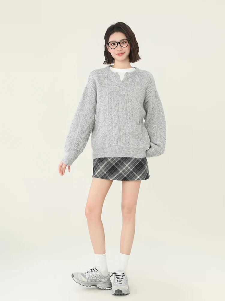 Cozy Knitted V-Neck Sweater for Fall