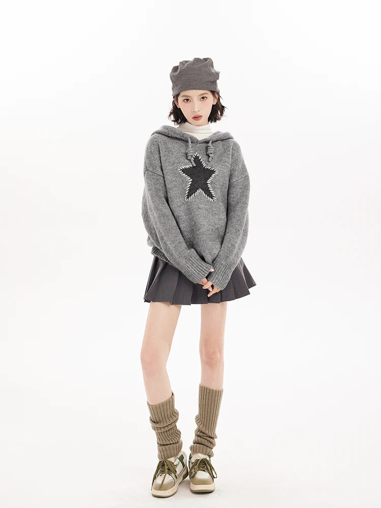 Cozy Knitted Hooded Sweater Coat